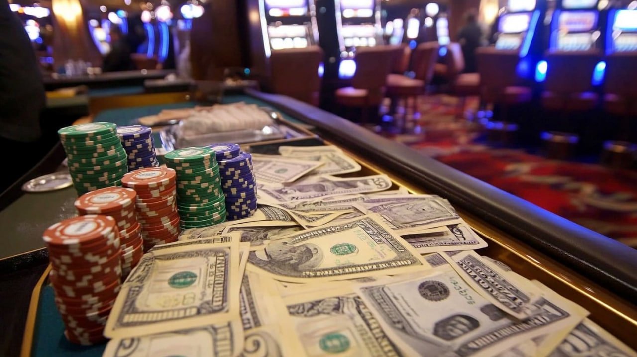 Dealer profesional sedang menangani meja blackjack di live casino online